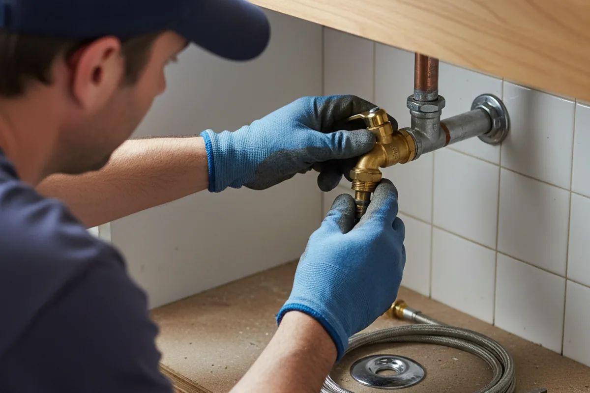 Shutoff valve and fitting work during Burst Pipe Repair in Amargosa Valley